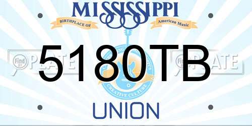 5180TB Mississippi License Plate