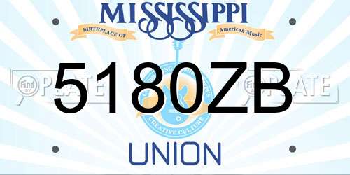 5180ZB Mississippi License Plate