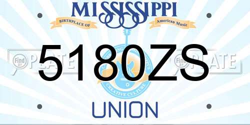 5180ZS Mississippi License Plate