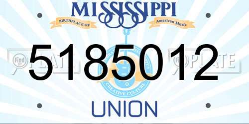 5185012 Mississippi License Plate