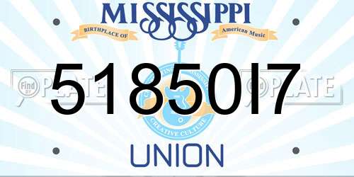 51850I7 Mississippi License Plate