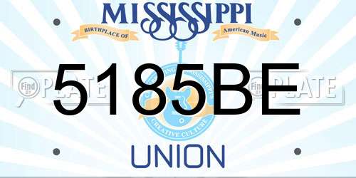 5185BE Mississippi License Plate