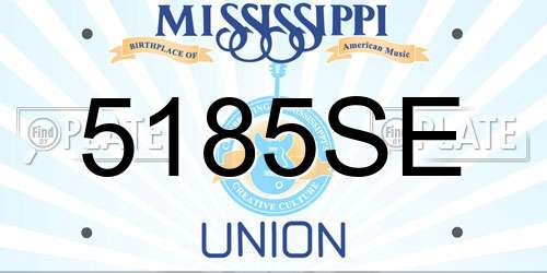 5185SE Mississippi License Plate