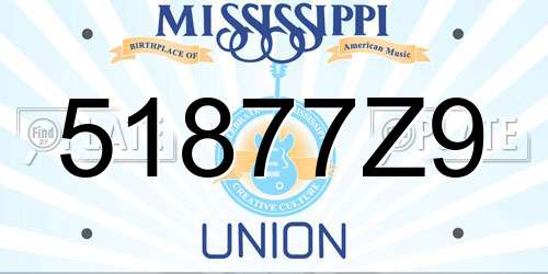 51877Z9 Mississippi License Plate