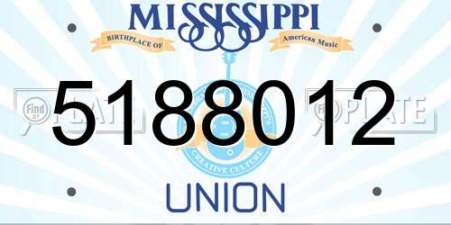 5188012 Mississippi License Plate