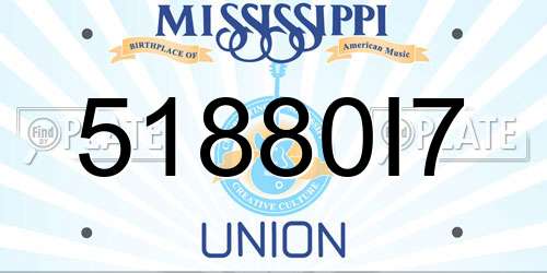 51880I7 Mississippi License Plate
