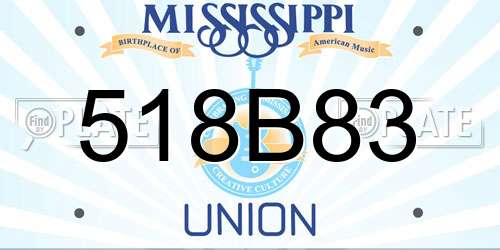518B83 Mississippi License Plate