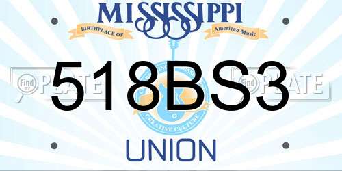 518BS3 Mississippi License Plate