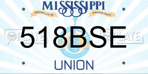 518BSE Mississippi License Plate