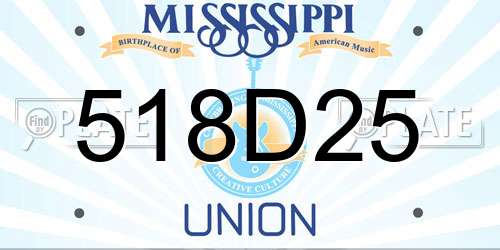 518D25 Mississippi License Plate