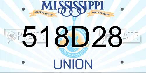 518D28 Mississippi License Plate
