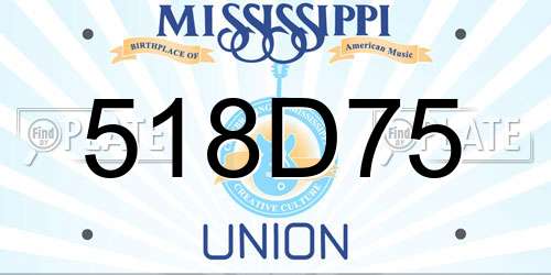 518D75 Mississippi License Plate