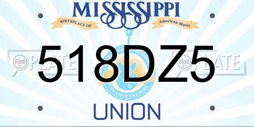 518DZ5 Mississippi License Plate