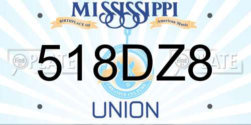 518DZ8 Mississippi License Plate