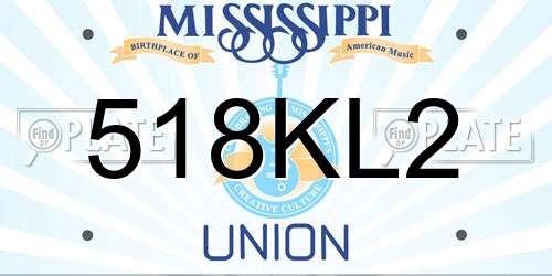 518KL2 Mississippi License Plate