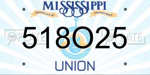 518O25 Mississippi License Plate
