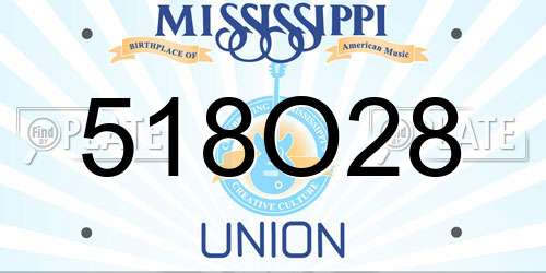 518O28 Mississippi License Plate