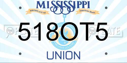 518OT5 Mississippi License Plate