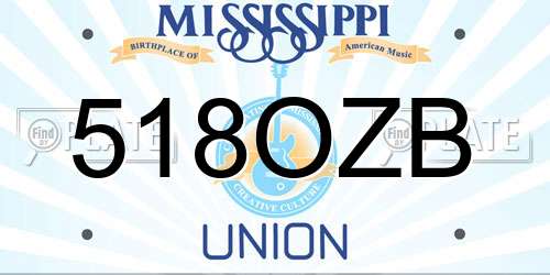 518OZB Mississippi License Plate
