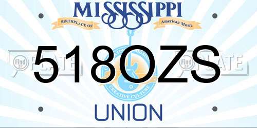 518OZS Mississippi License Plate