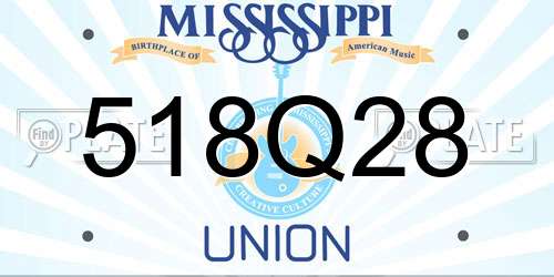 518Q28 Mississippi License Plate