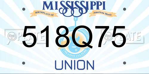 518Q75 Mississippi License Plate