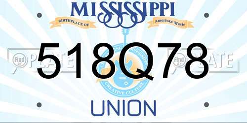 518Q78 Mississippi License Plate