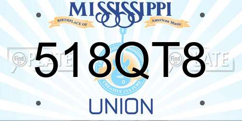 518QT8 Mississippi License Plate