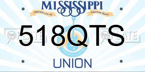 518QTS Mississippi License Plate