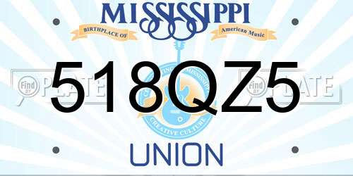 518QZ5 Mississippi License Plate