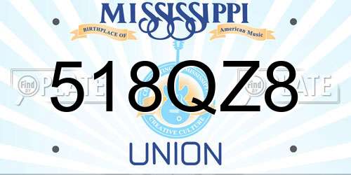 518QZ8 Mississippi License Plate