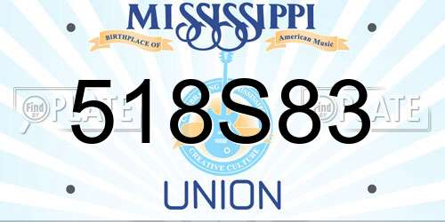 518S83 Mississippi License Plate