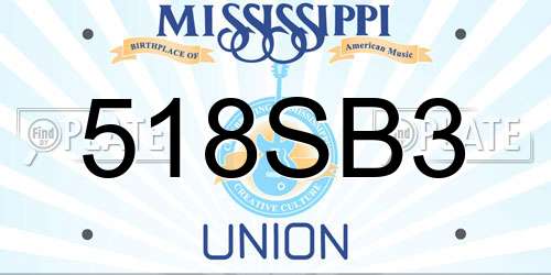 518SB3 Mississippi License Plate