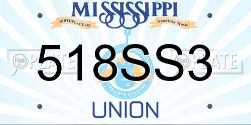 518SS3 Mississippi License Plate