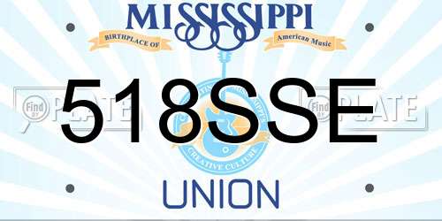 518SSE Mississippi License Plate