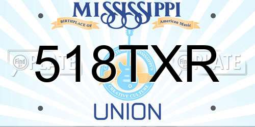 518TXR Mississippi License Plate