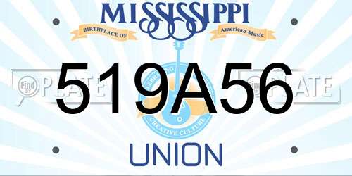 519A56 Mississippi License Plate