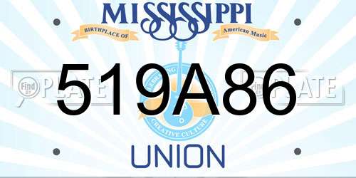 519A86 Mississippi License Plate