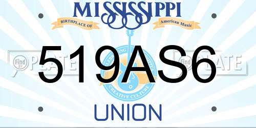 519AS6 Mississippi License Plate