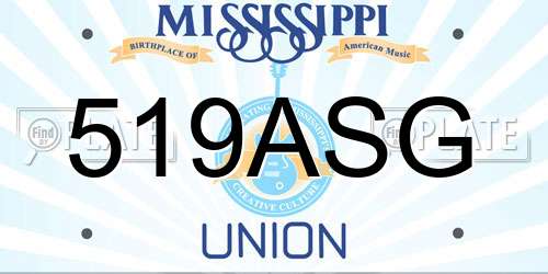 519ASG Mississippi License Plate
