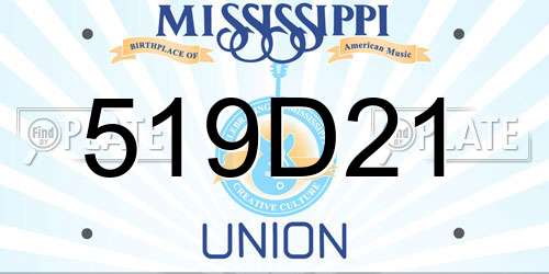 519D21 Mississippi License Plate