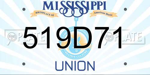 519D71 Mississippi License Plate