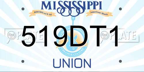 519DT1 Mississippi License Plate