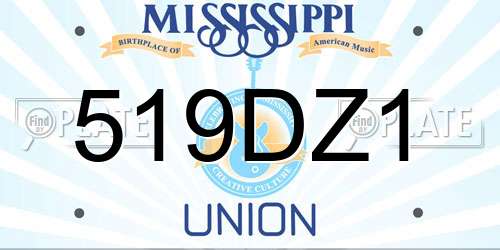 519DZ1 Mississippi License Plate