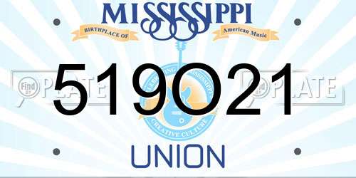 519O21 Mississippi License Plate