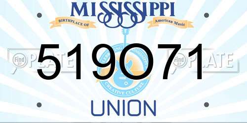 519O71 Mississippi License Plate