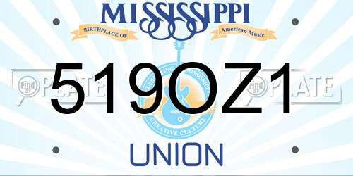 519OZ1 Mississippi License Plate