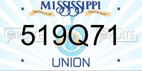 519Q71 Mississippi License Plate