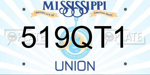 519QT1 Mississippi License Plate