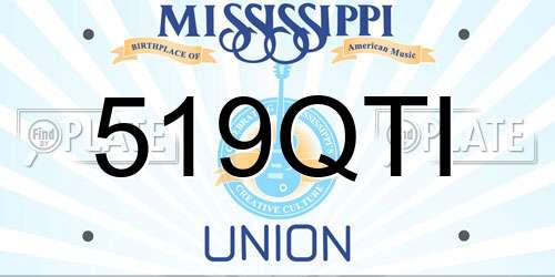 519QTI Mississippi License Plate